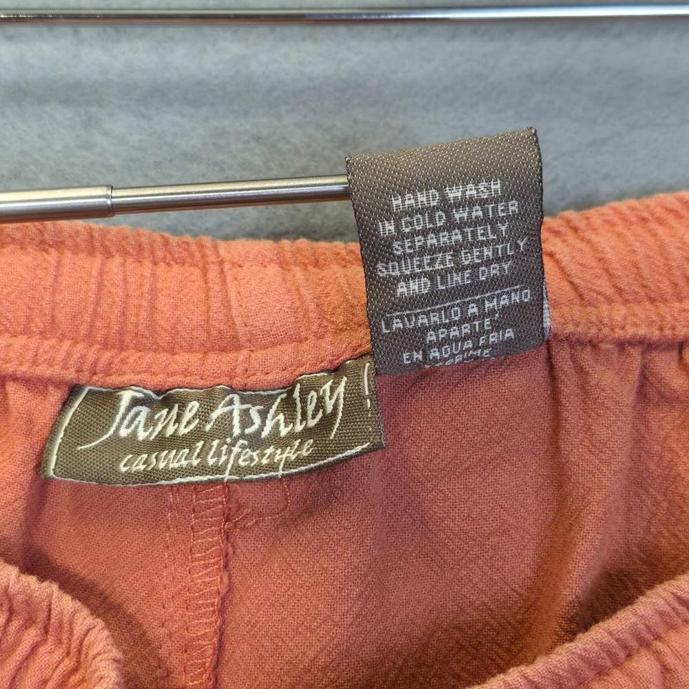 Jane Ashley Coral Orange Embroidered Safari Top & Capri Pants Set Size Medium - Picture 5 of 12